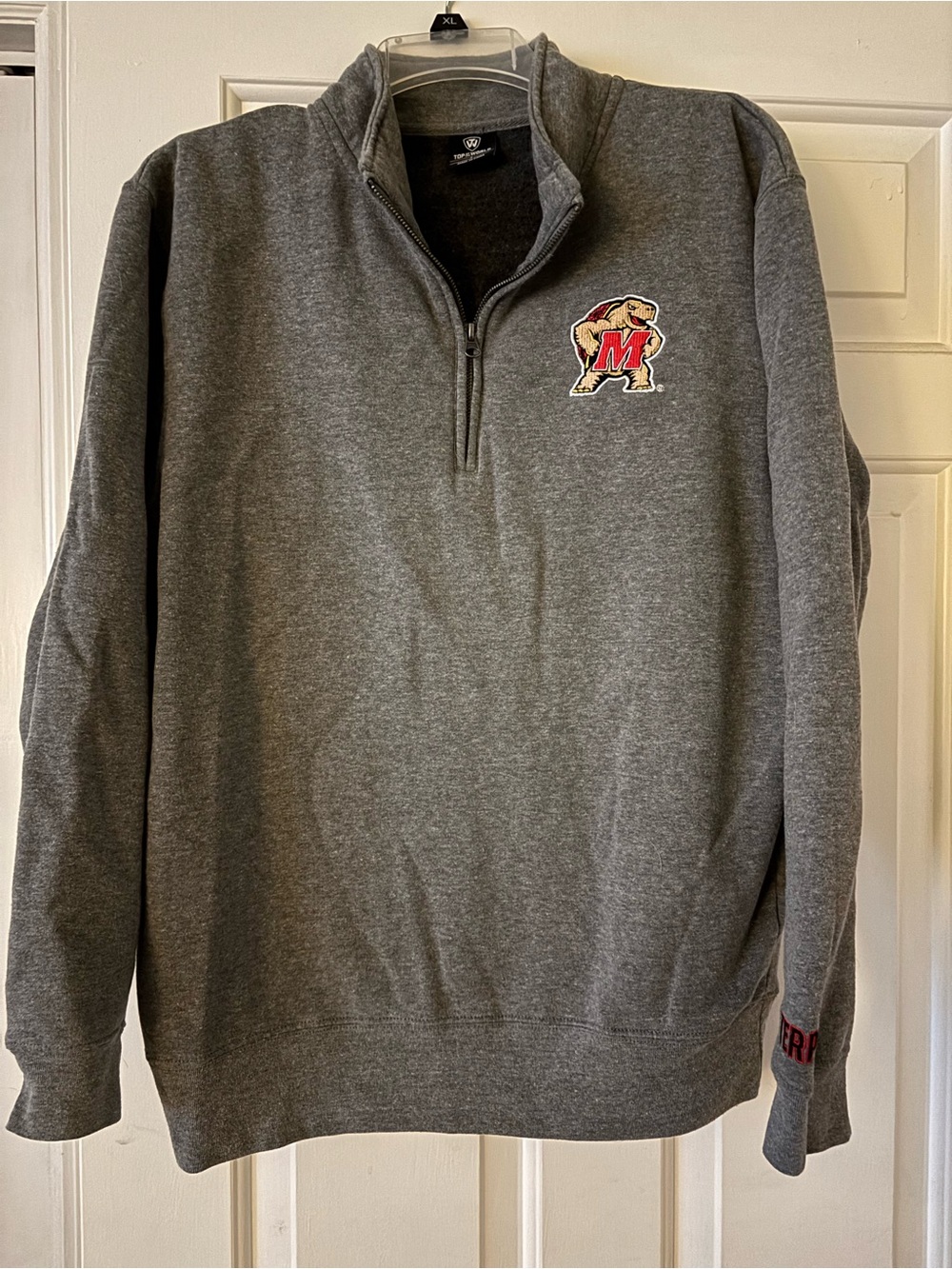 Top of the World Heather Gray Quarter-Zip Pullover with Red Mascot